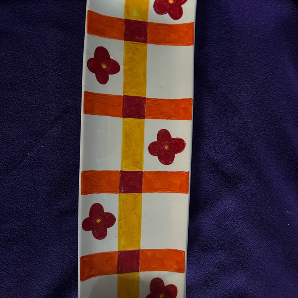 Hand-Painted Floral Ceramic Tray